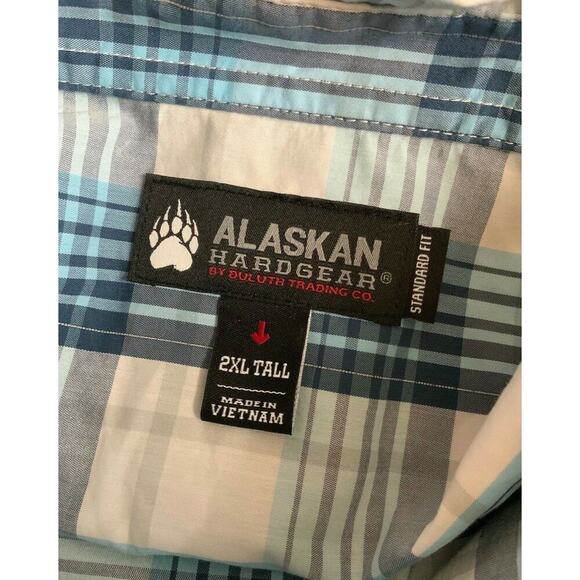 Duluth Trading Alaskan Hardgear Madras Shirt Mens 2XL Tall Short Sleeve Preppy - Picture 8 of 9